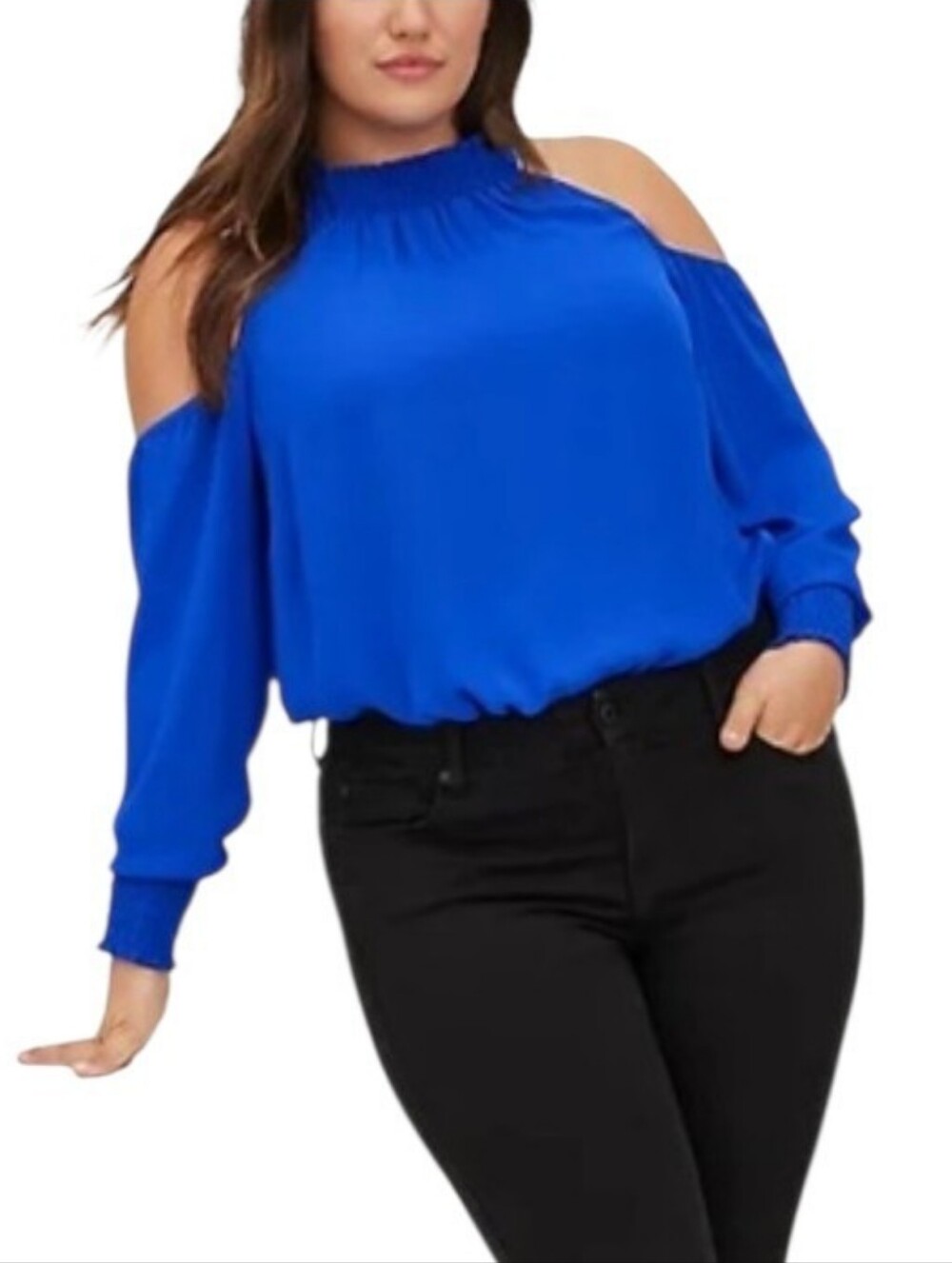 NWOT Torrid Georgette Smocked Neck Cold-Shoulder Blouse